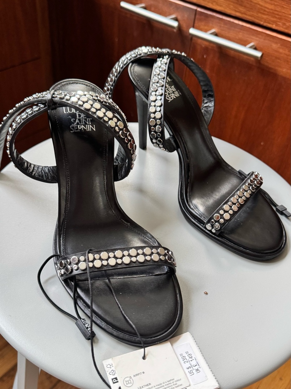 Zara Black Studded Strappy High Heel Sandals